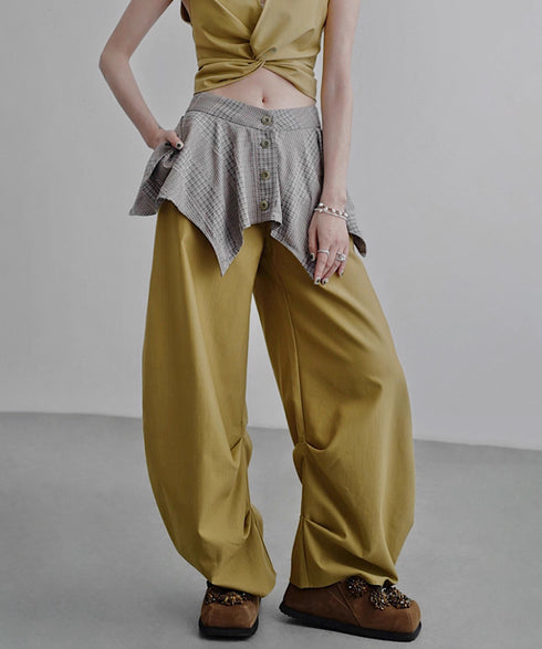 Layered Check Skirted Pants